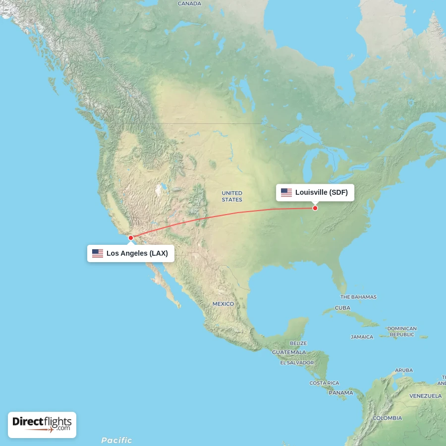 SDF - LAX route map