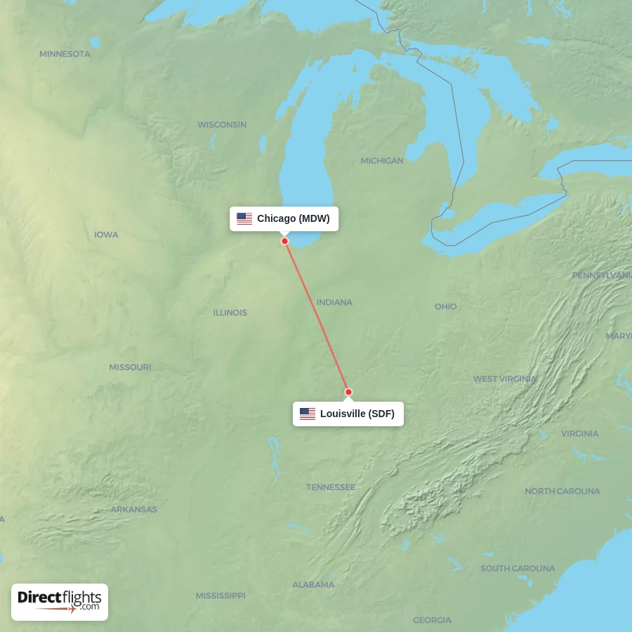 SDF - MDW route map