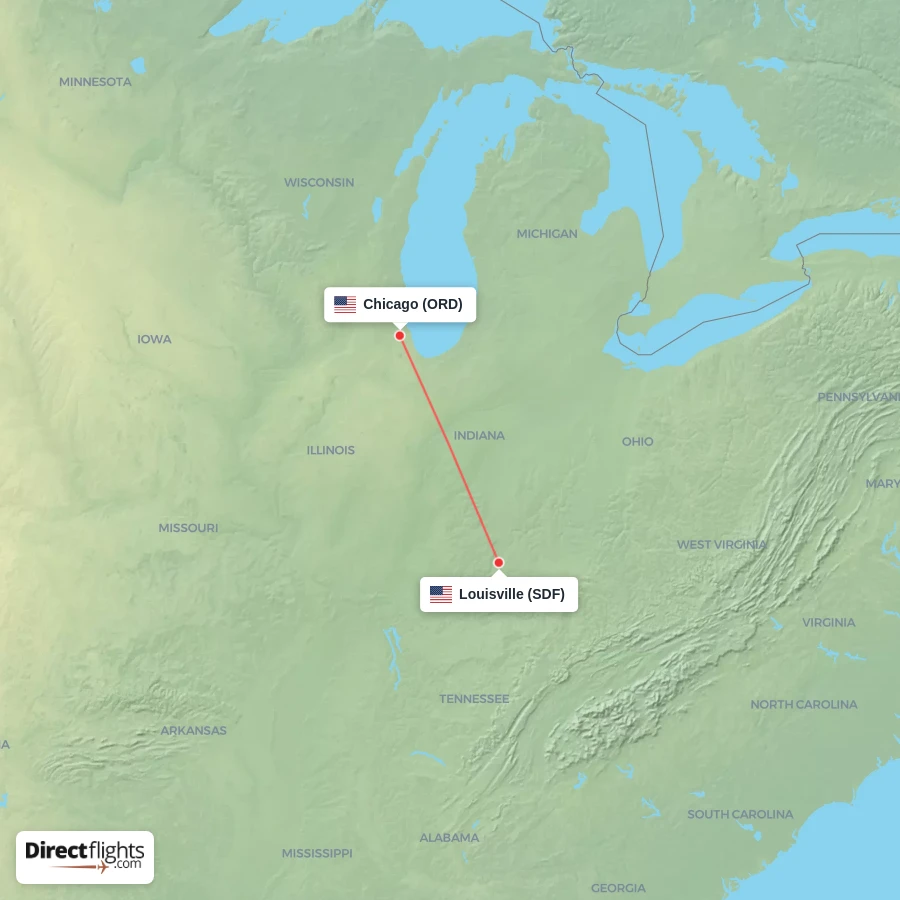 SDF - ORD route map