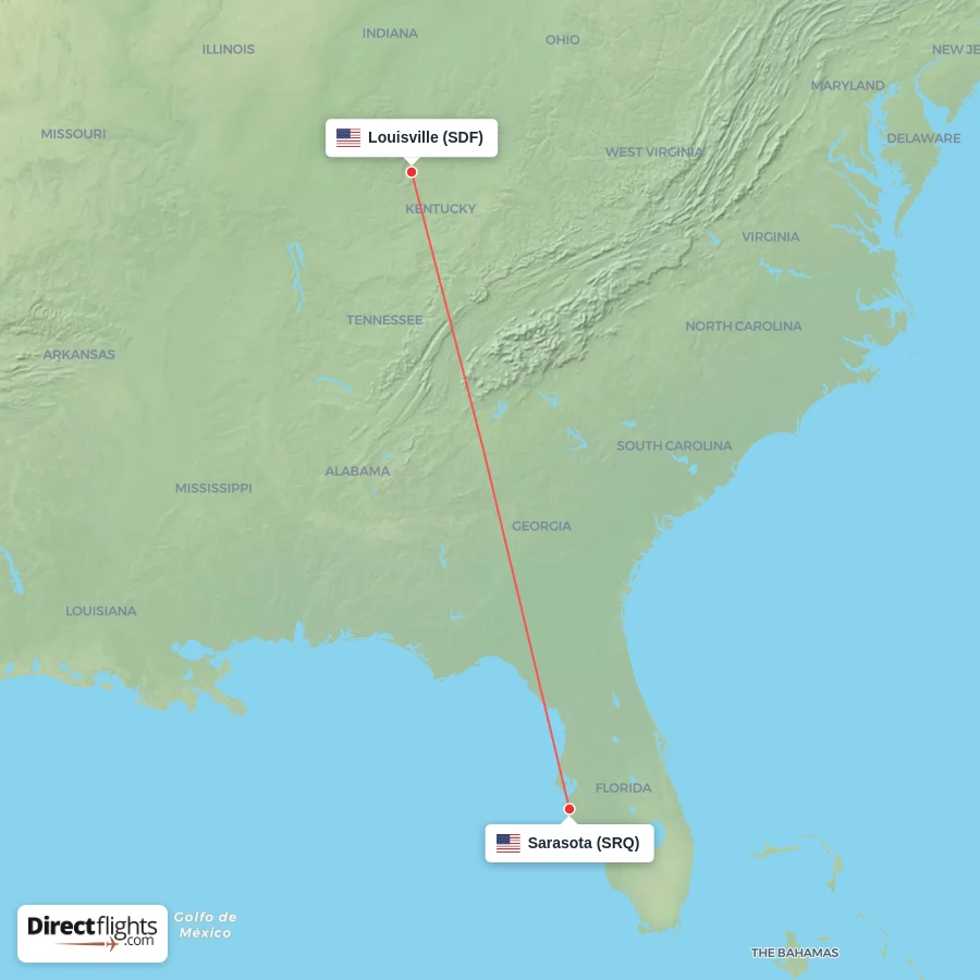 SDF - SRQ route map