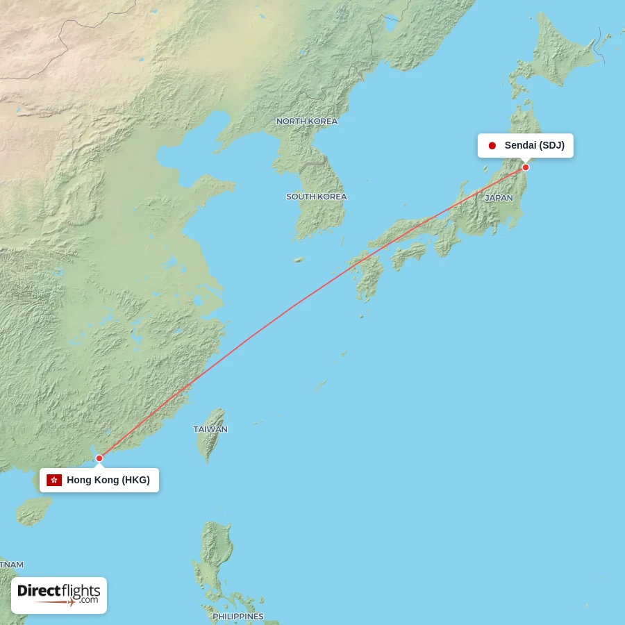 SDJ - HKG route map