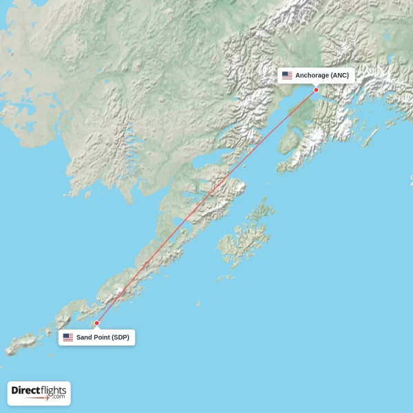 Sand Point - Anchorage direct flight map