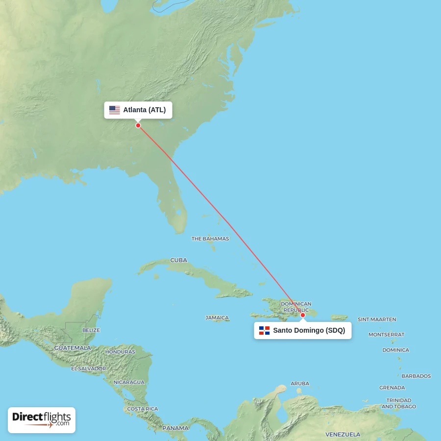SDQ - ATL route map