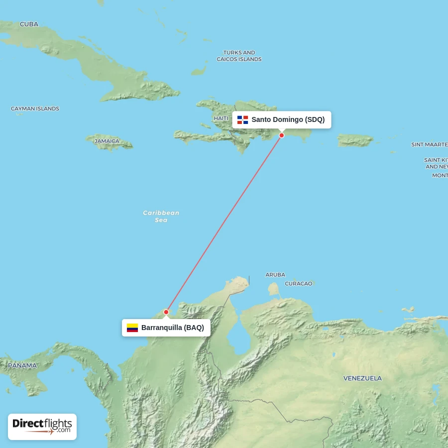 SDQ - BAQ route map