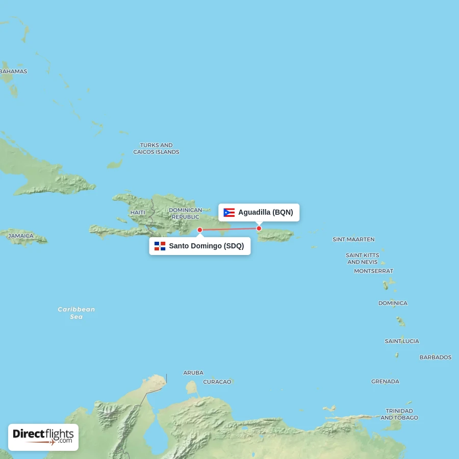 SDQ - BQN route map