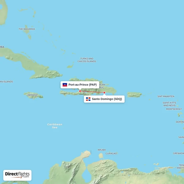 Santo Domingo - Port-au-Prince direct flight map