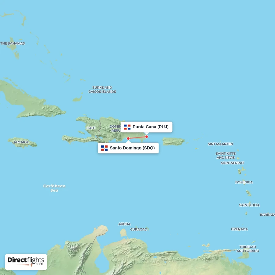 SDQ - PUJ route map