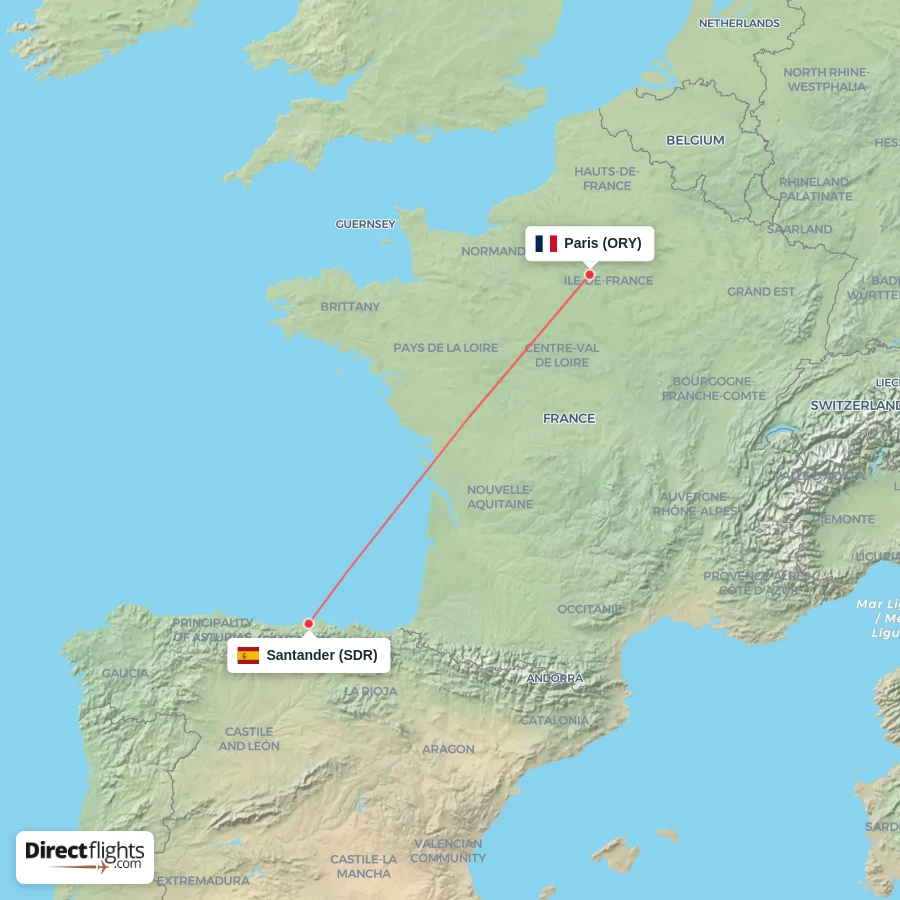 SDR - ORY route map