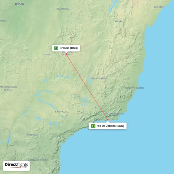 Rio De Janeiro - Brasilia direct flight map