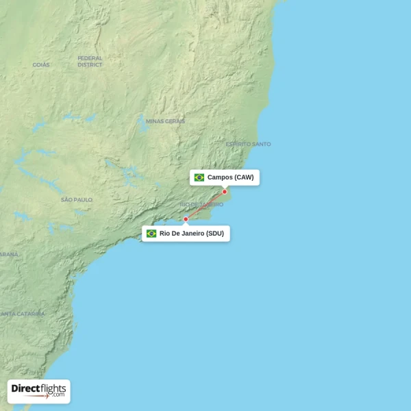 Rio De Janeiro - Campos direct flight map
