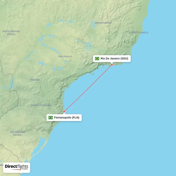 Rio De Janeiro - Florianopolis direct flight map