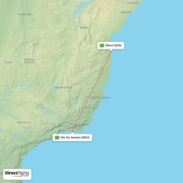 Rio De Janeiro - Ilheus direct flight map