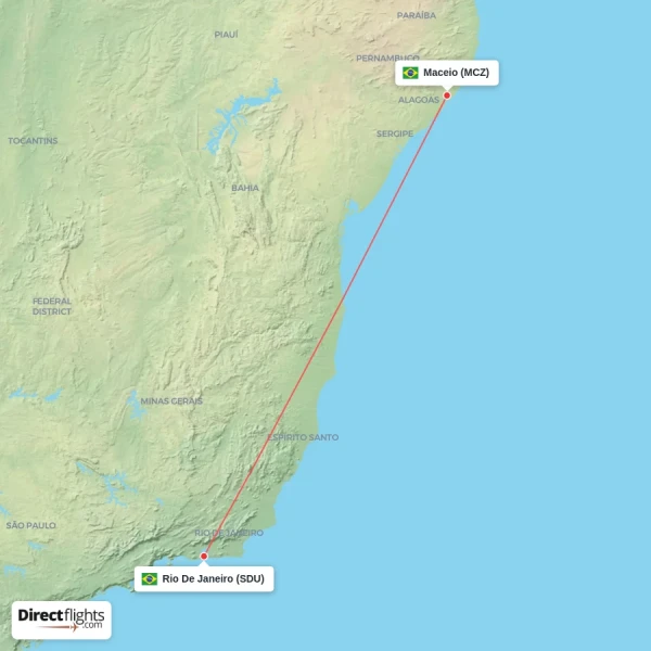 Rio De Janeiro - Maceio direct flight map