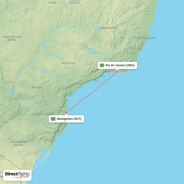 Rio De Janeiro - Navegantes direct flight map