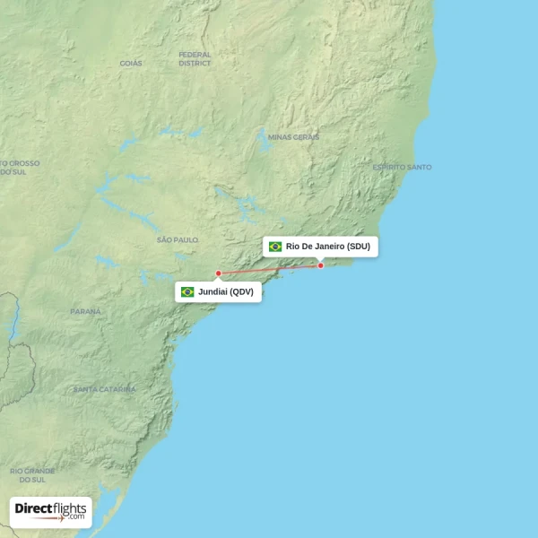 Rio De Janeiro - Jundiai direct flight map
