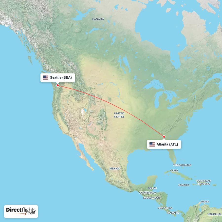 SEA - ATL route map