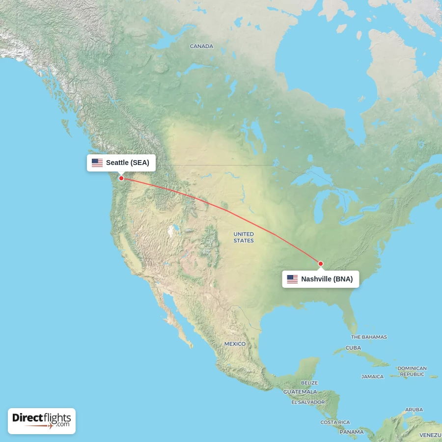SEA - BNA route map