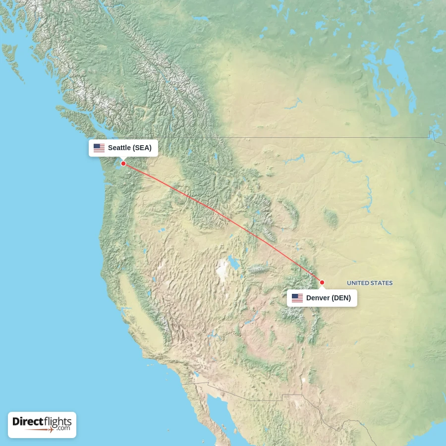 SEA - DEN route map