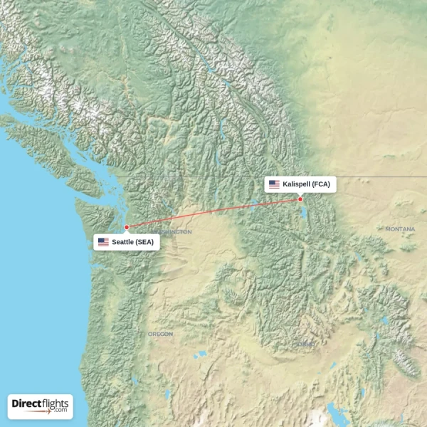 Seattle - Kalispell direct flight map