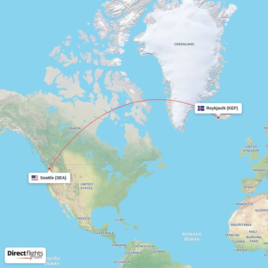 SEA - KEF route map