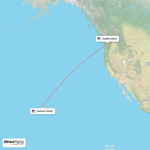 Seattle - Kahului direct flight map