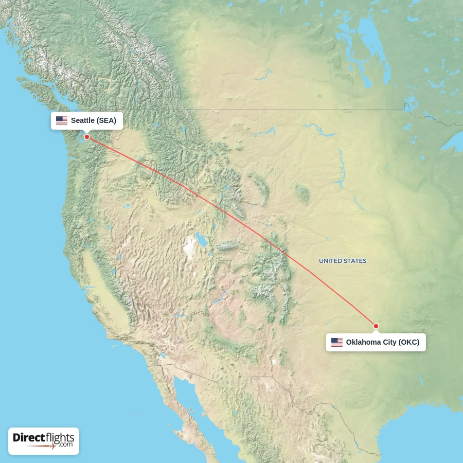 SEA - OKC route map
