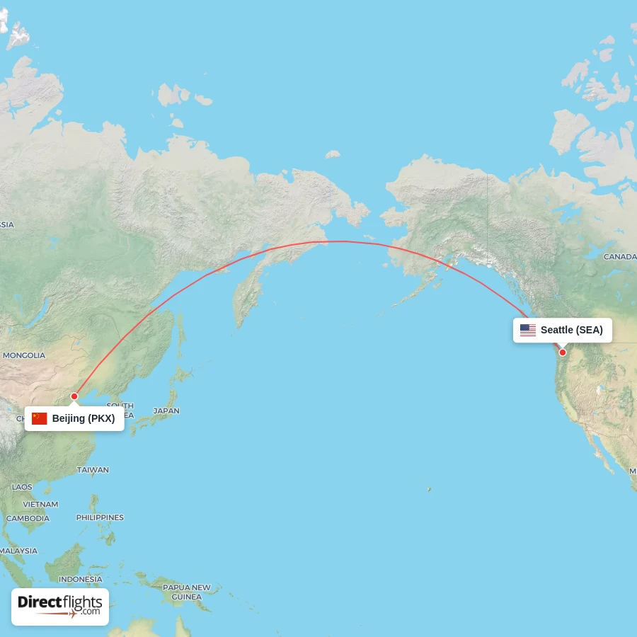 SEA - PKX route map