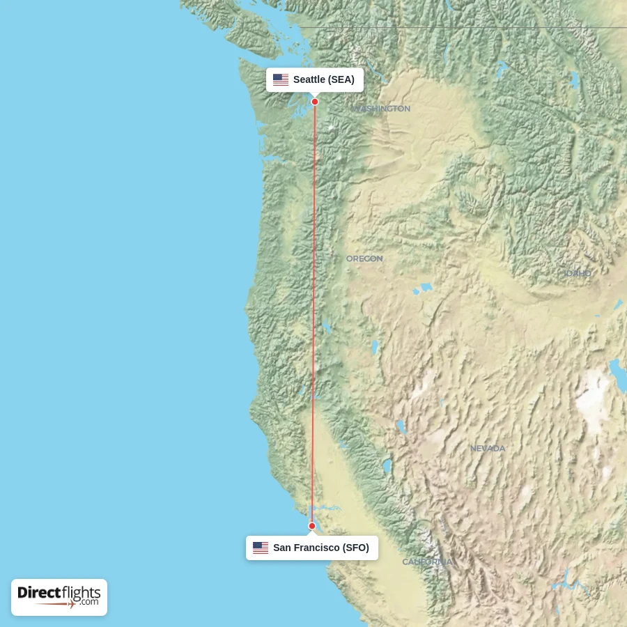 SEA - SFO route map