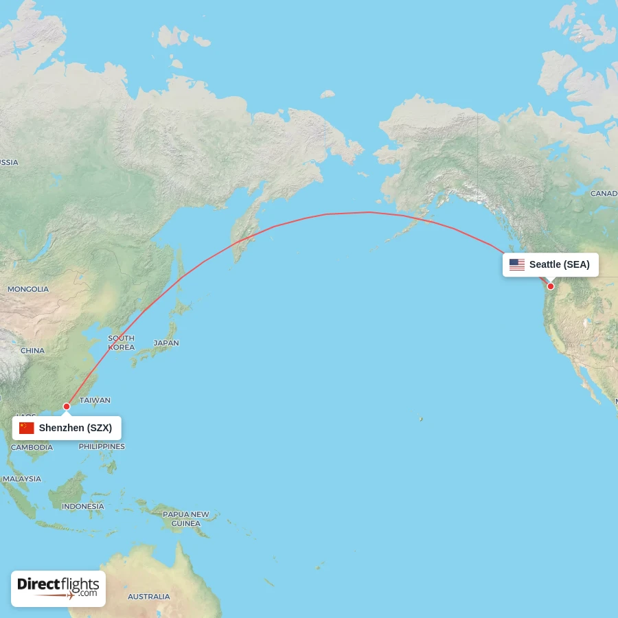 SEA - SZX route map