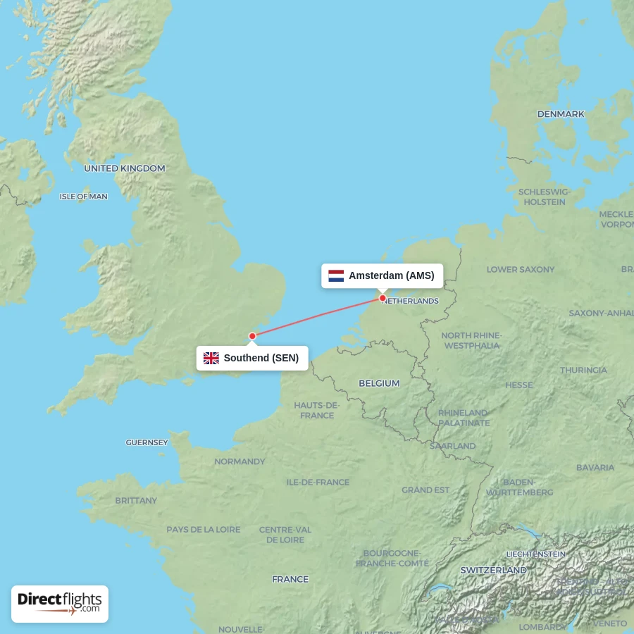 SEN - AMS route map