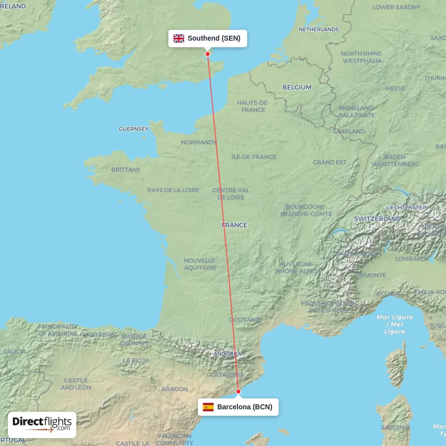 SEN - BCN route map