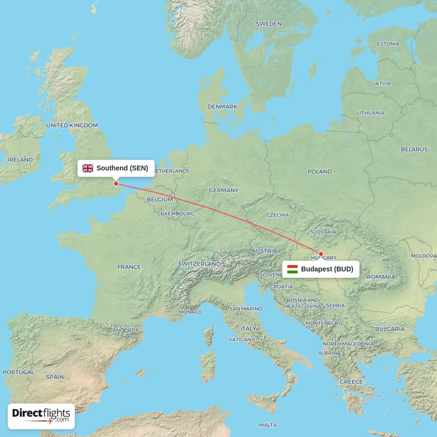 SEN - BUD route map