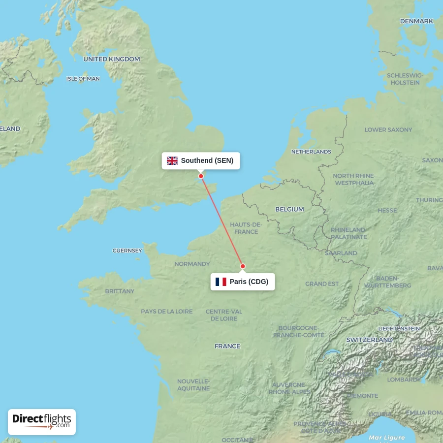 SEN - CDG route map