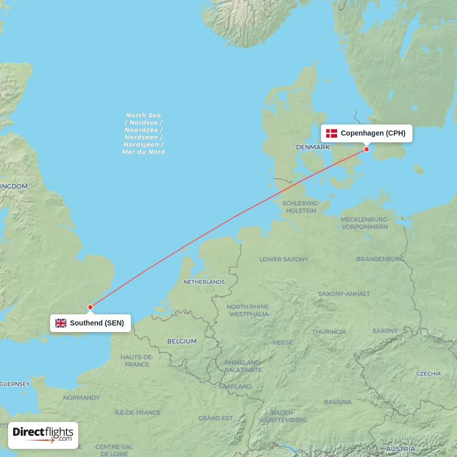SEN - CPH route map