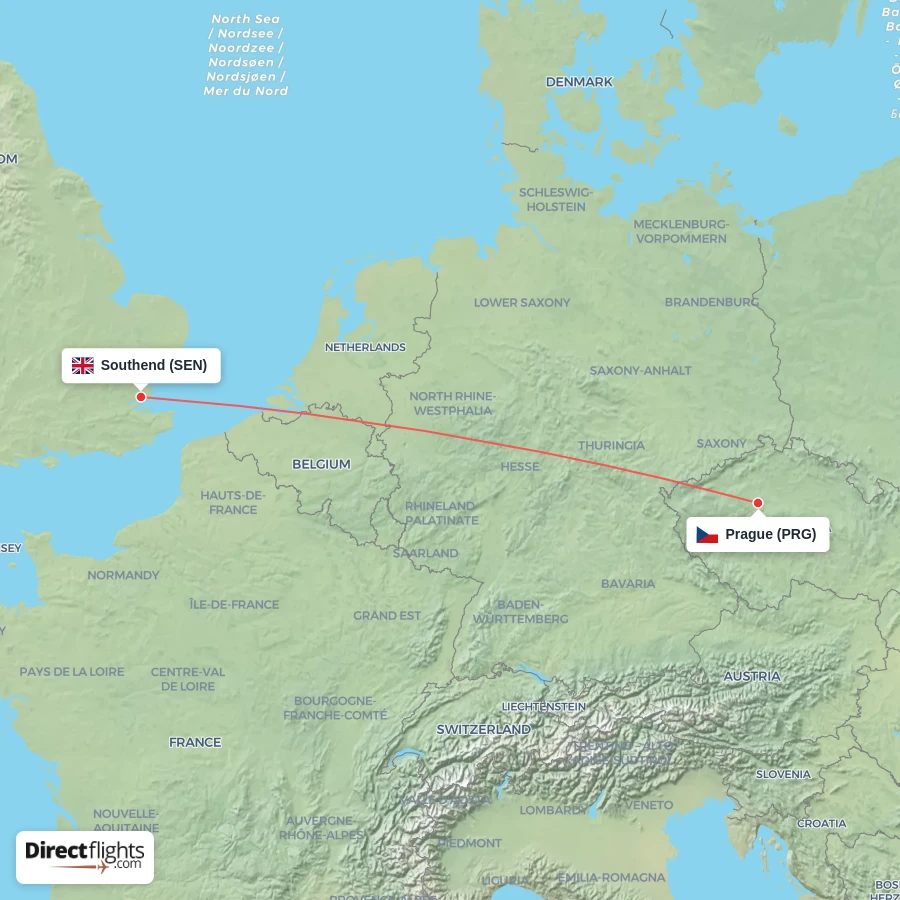 SEN - PRG route map