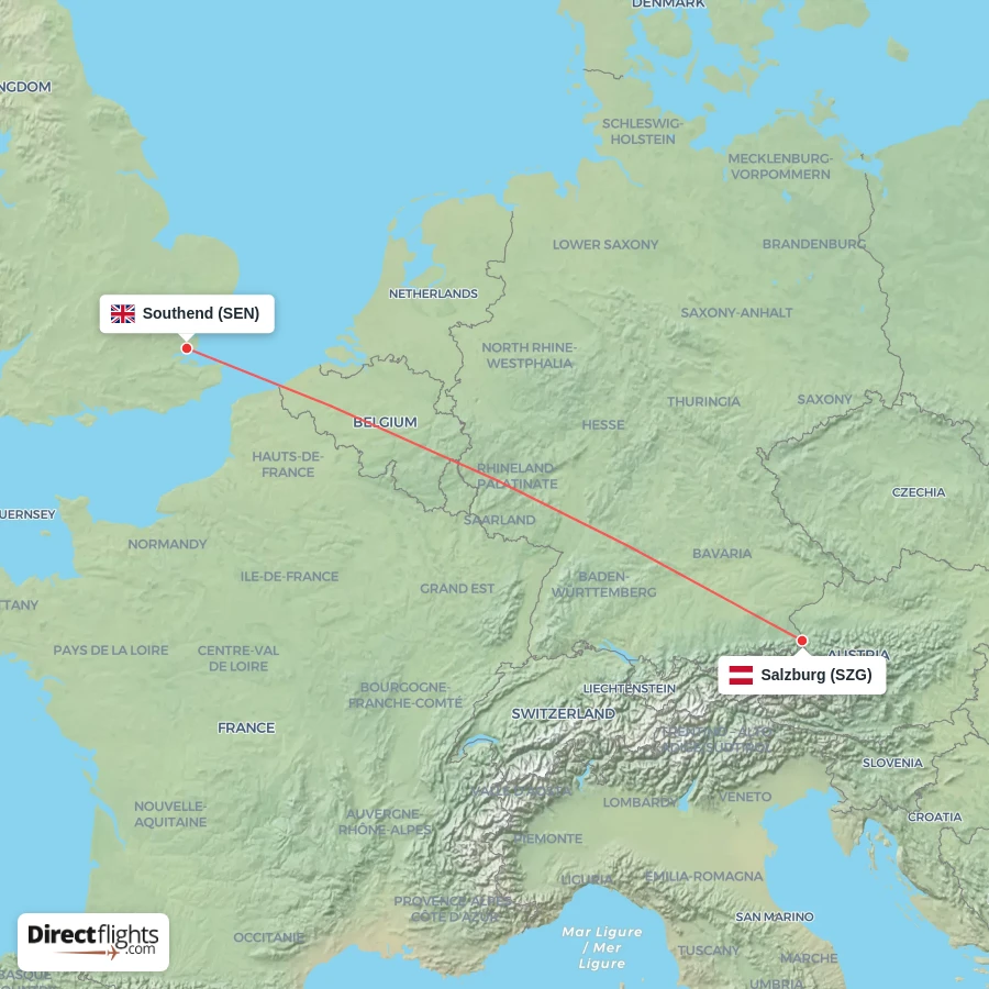 SEN - SZG route map