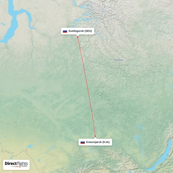 Svetlogorsk - Krasnojarsk direct flight map