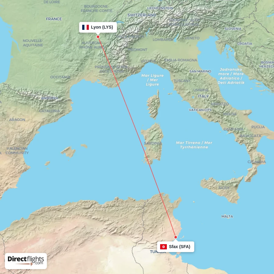 SFA - LYS route map