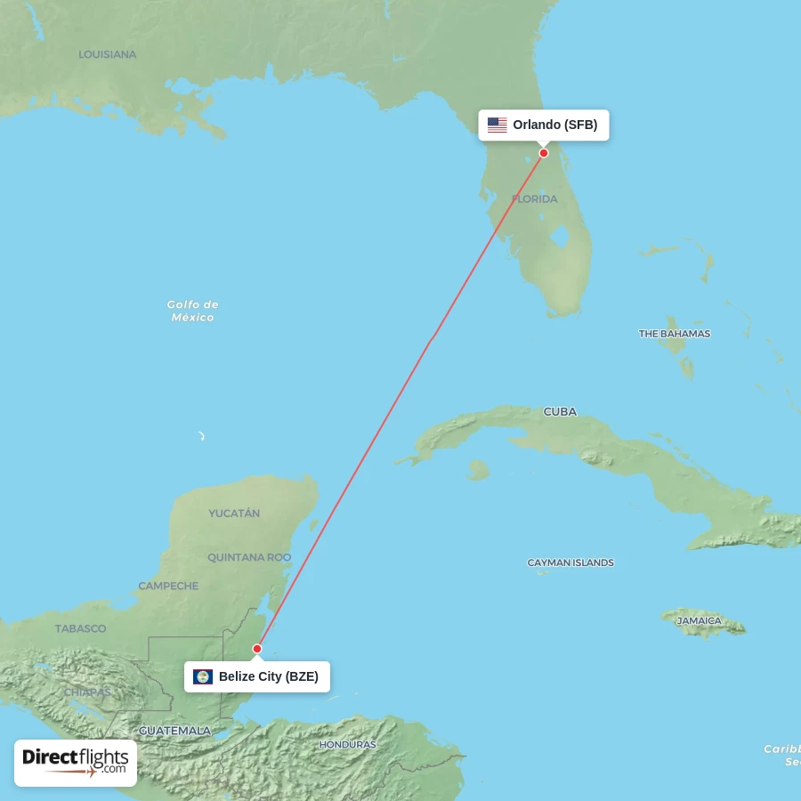 SFB - BZE route map