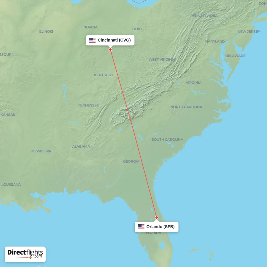 SFB - CVG route map