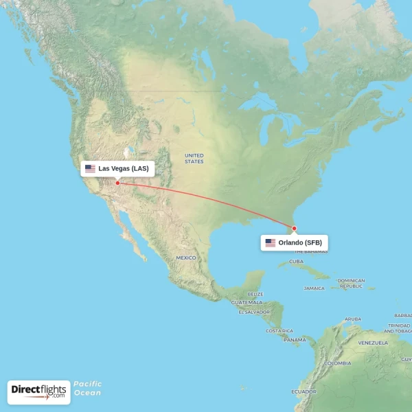 Orlando - Las Vegas direct flight map