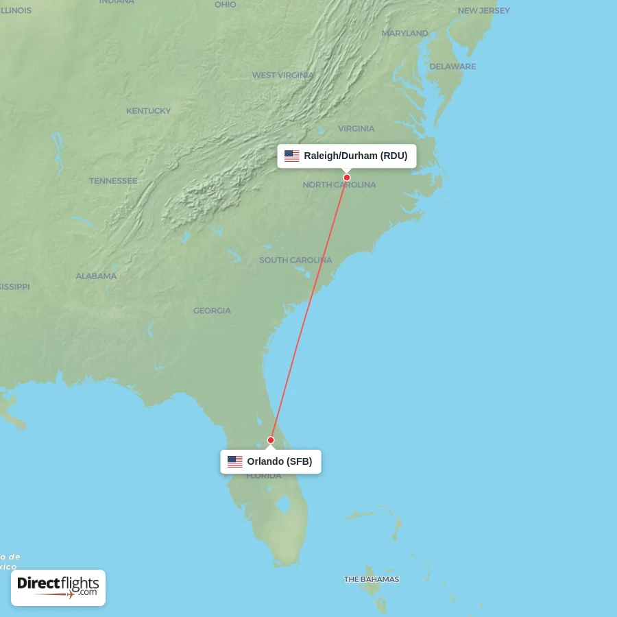 SFB - RDU route map