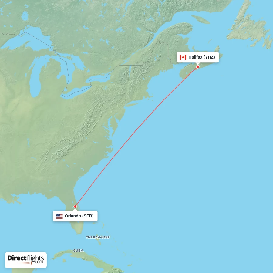 SFB - YHZ route map