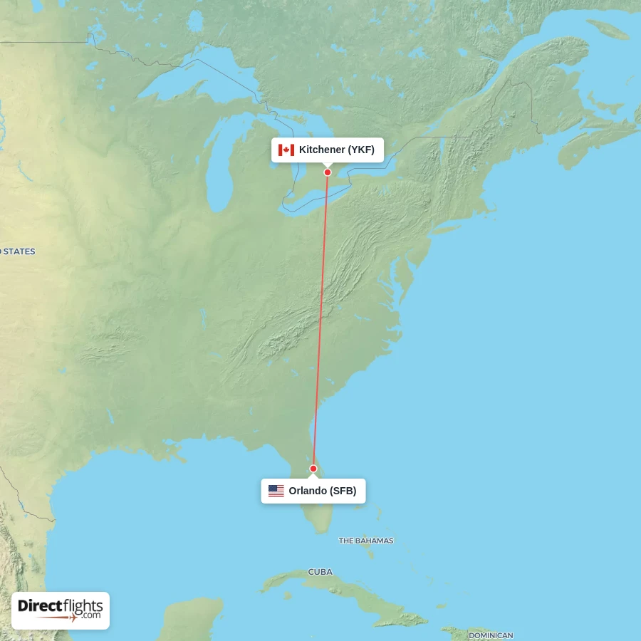 SFB - YKF route map