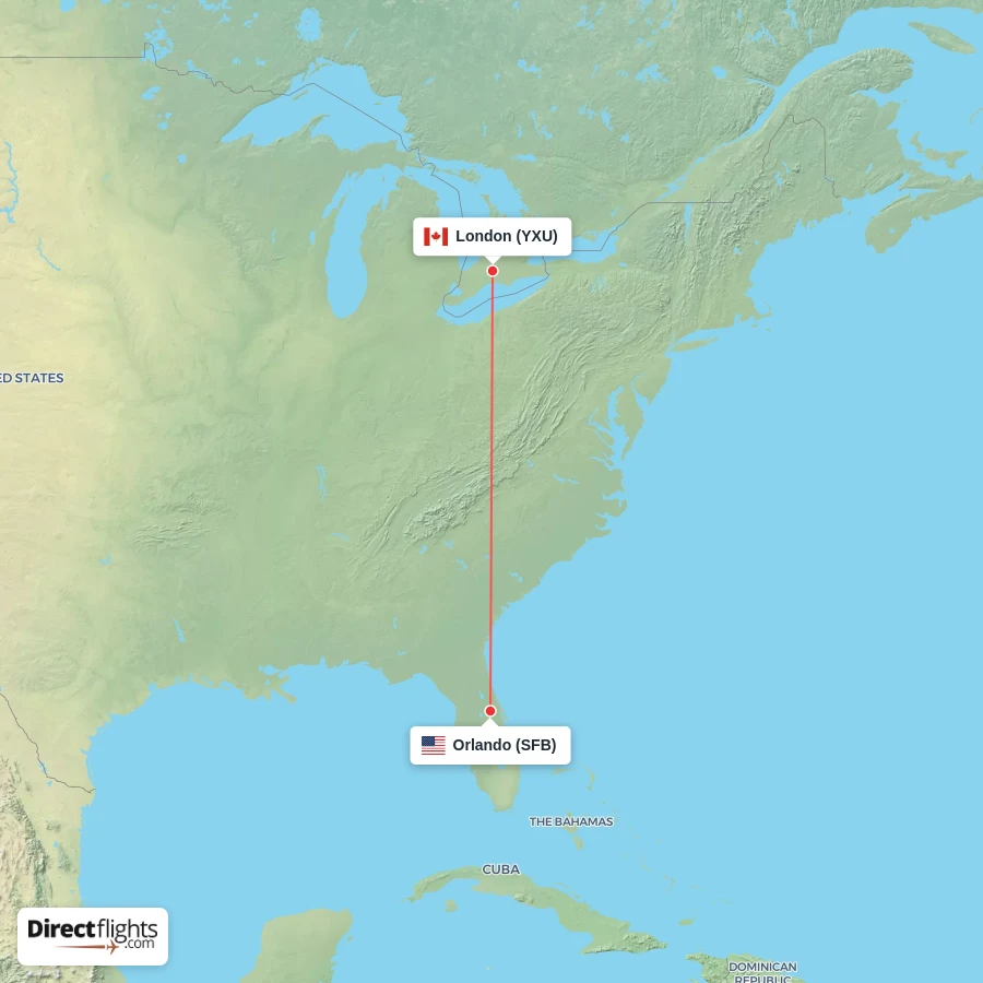SFB - YXU route map