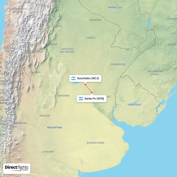 Santa Fe - Sunchales direct flight map