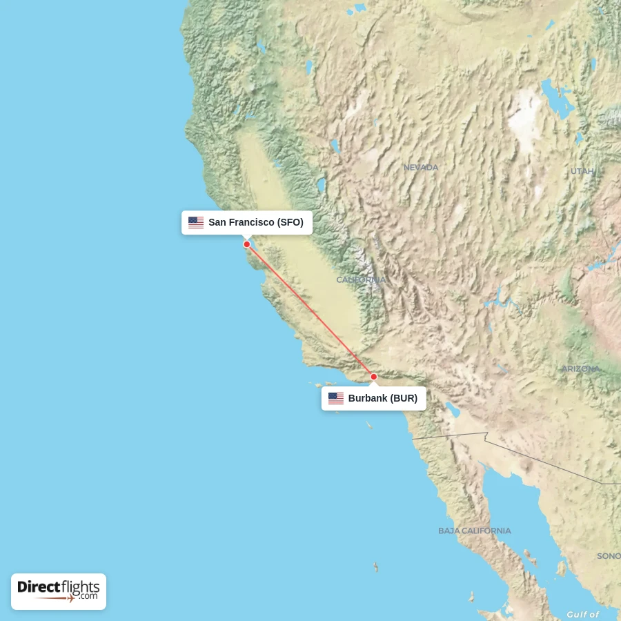SFO - BUR route map