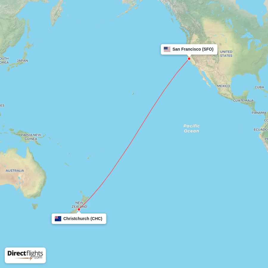 SFO - CHC route map