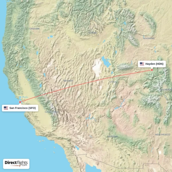 San Francisco - Hayden direct flight map