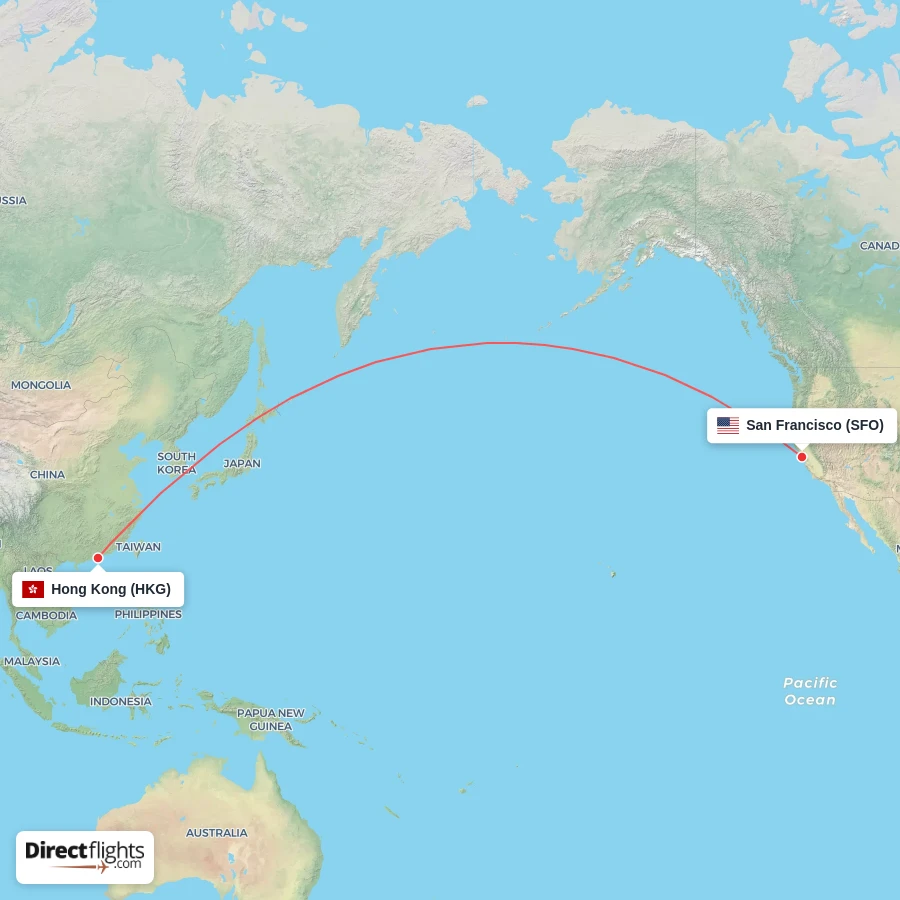 SFO - HKG route map